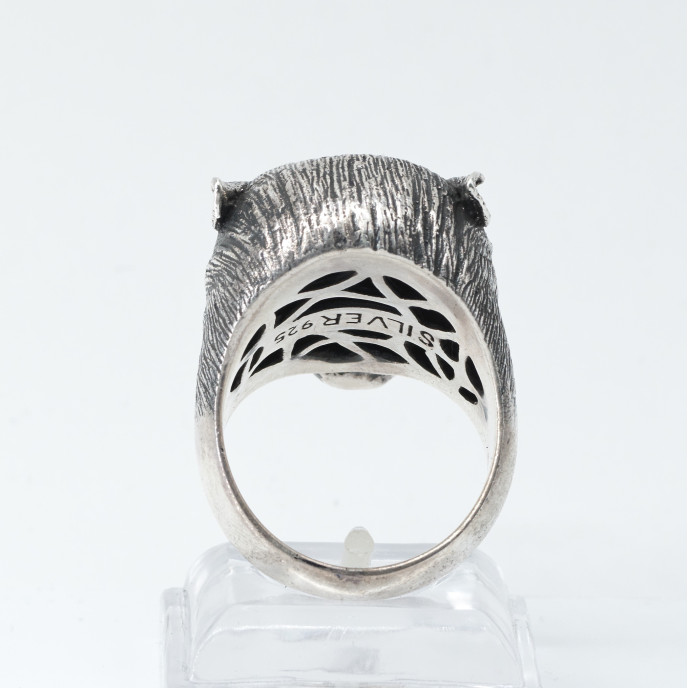 Inel masiv cap de pantera Argint