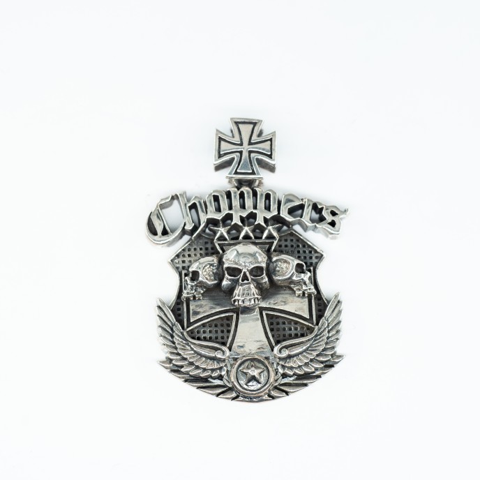Pandantiv Choppers cranii pe cruce Argint