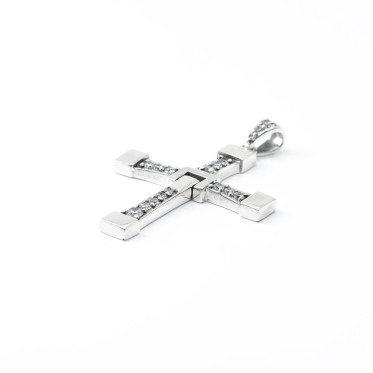 Pandantiv cruce flexibila c.z transparente Argint