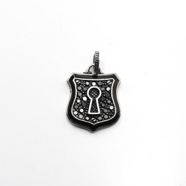 Pandantiv lacatel c.z.negre Argint