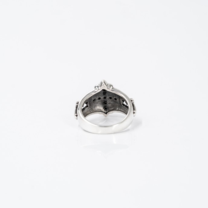 Inel gotic cruci cz negru Argint