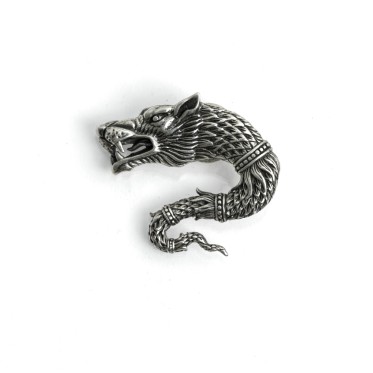 Insigna simbol lup dacic l Argint