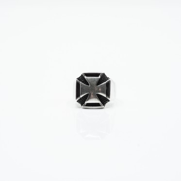 Inel patrat cruce malteza Argint