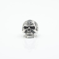 Inel craniu fisurat zirconiu Argint