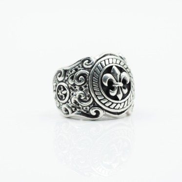 Inel Fleur de Lys bombat broderie Argint