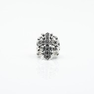 Inel lung cruce gotica cz.negru Argint