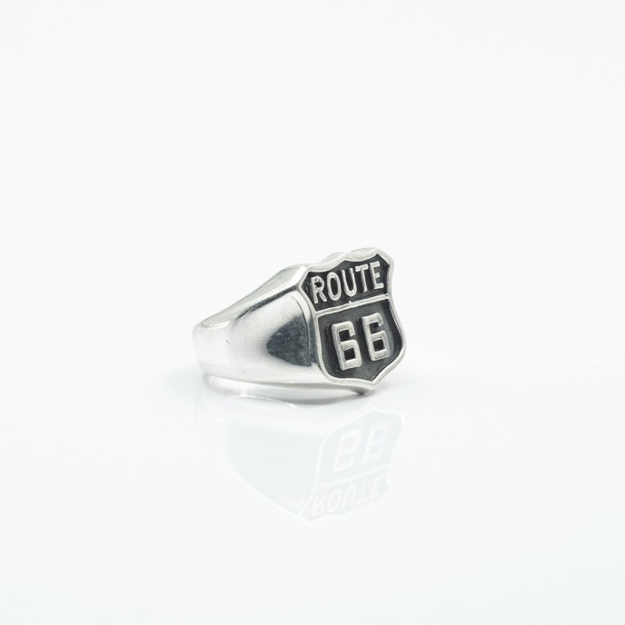 Inel simbol route 66 Argint