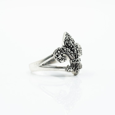 Inel Fleur de Lys broderie Argint