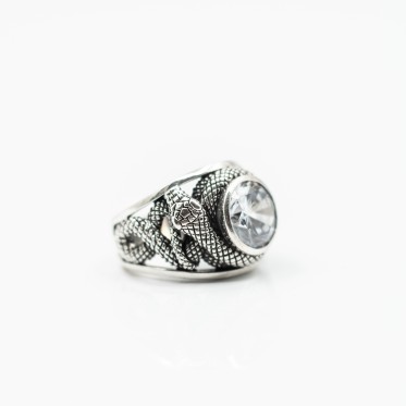 Inel rotund sarpe c.z transparent Argint