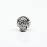 Inel craniu dj zirconii transparente Argint