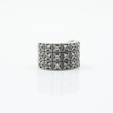 Inel lat cubic zirconia transparent Argint