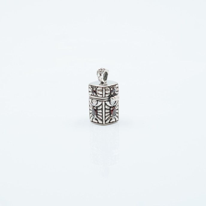 Pandantiv caseta cilindru broderie piatra Argint