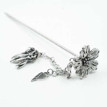 Ac de par floare ciucure Argint