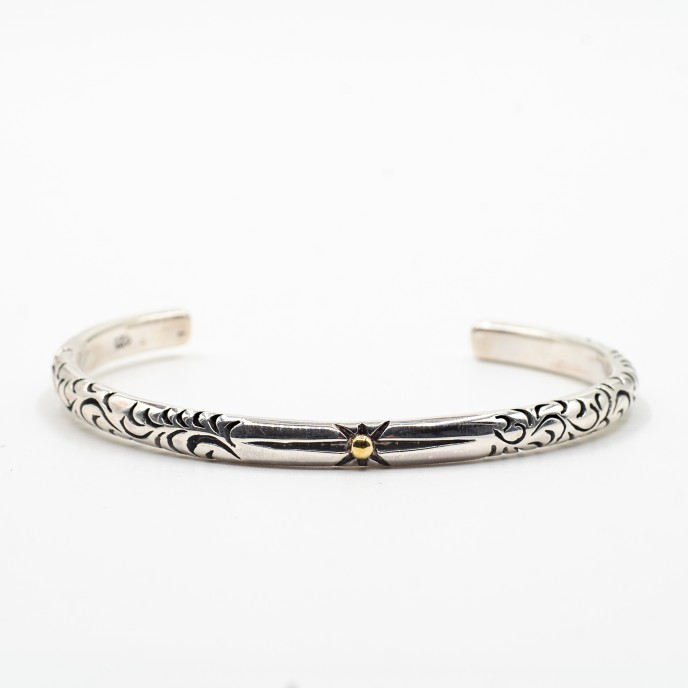 Bratara fixa soare broderie Argint