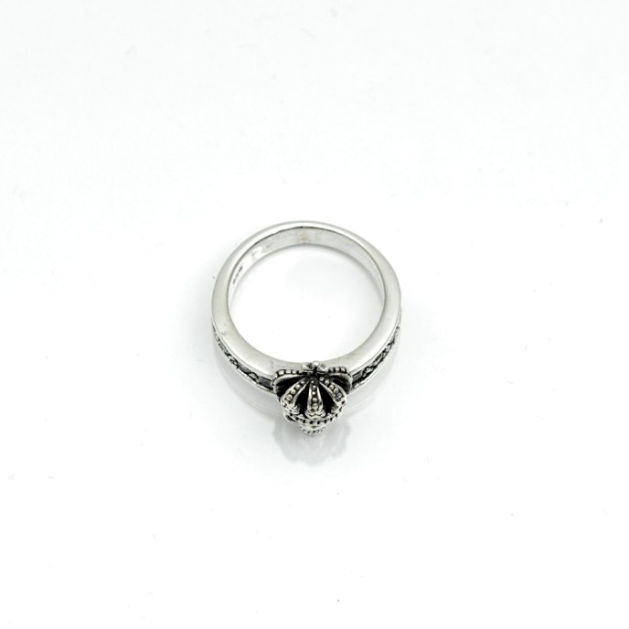 Inel craniu coronita c.z.negre Argint
