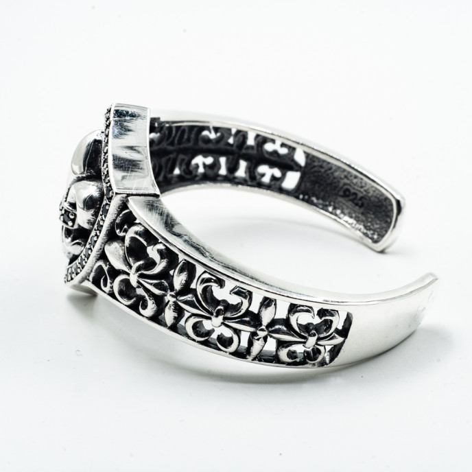 Bratara gotica Fleur de Lys Argint