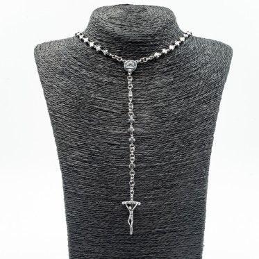 Colier tip rozariu cruce Argint