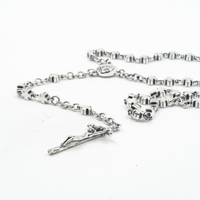 Colier tip rozariu cruce Argint