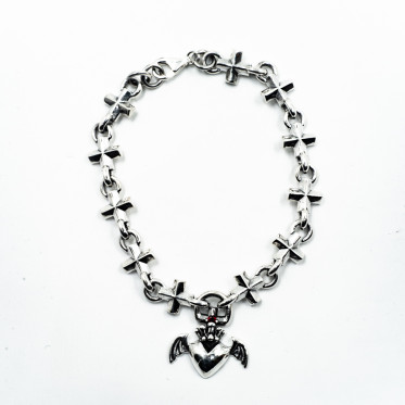 Bratara flexibila cruciulite inima inaripata Argint