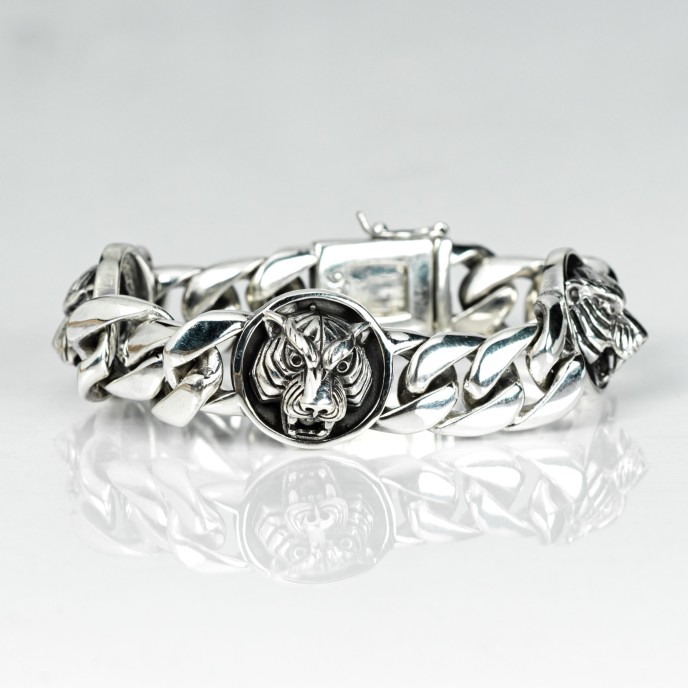 Bratara zale cuban tigrii Argint