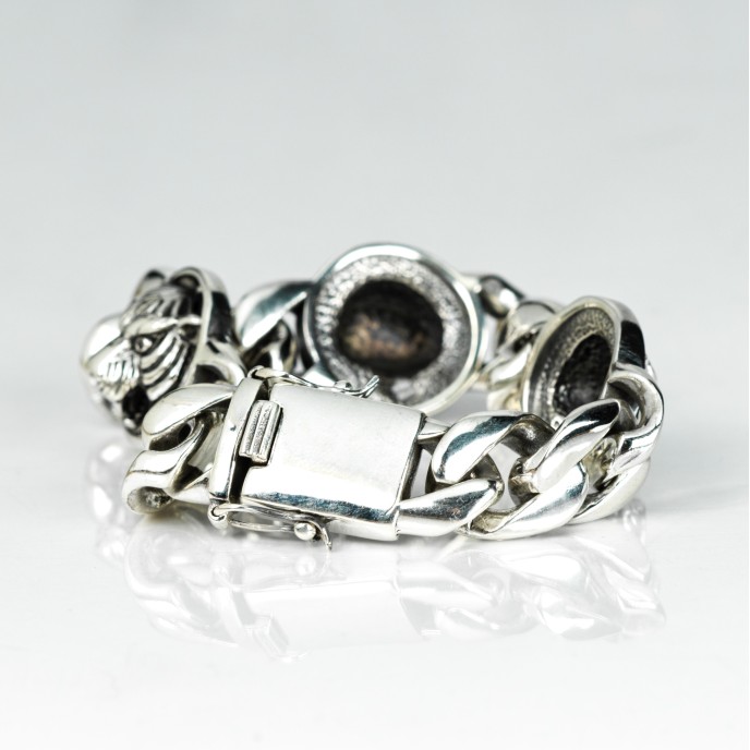 Bratara zale cuban tigrii Argint