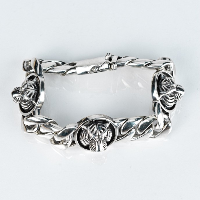 Bratara zale cuban tigrii Argint