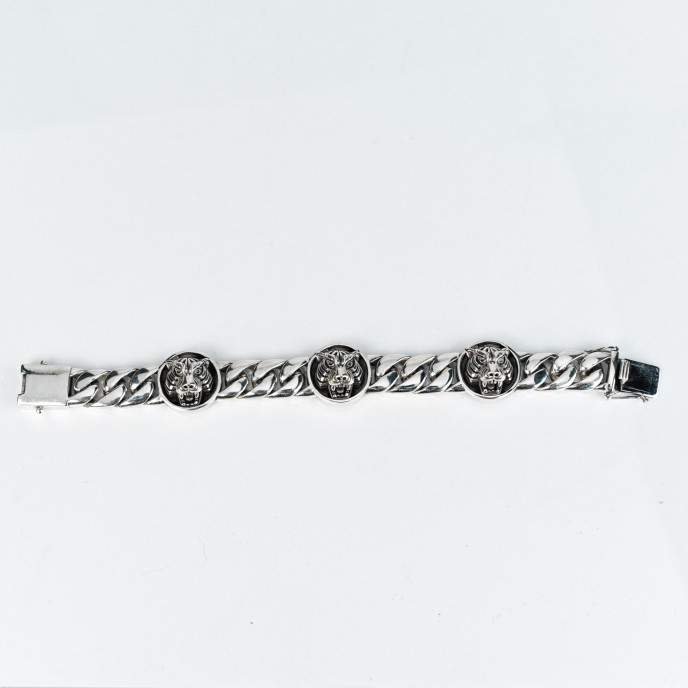 Bratara zale cuban tigrii Argint
