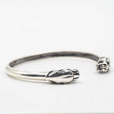 Bratara fixa capete de caine Argint