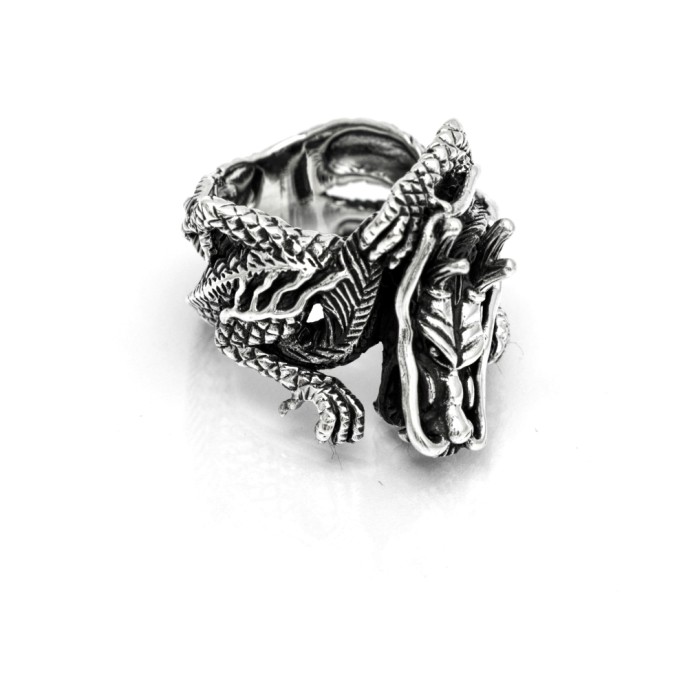 Inel masiv dragon incolacit Argint