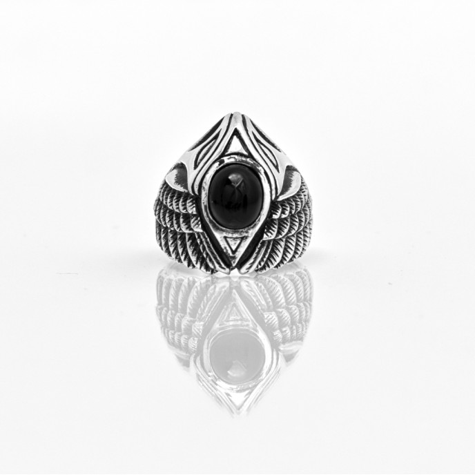 Inel cap de vultur onix Argint
