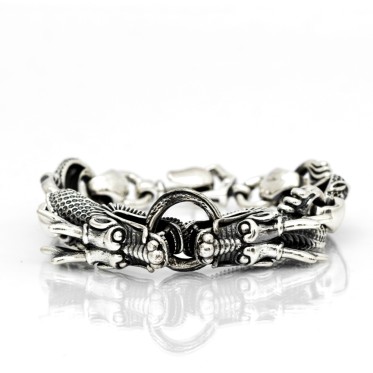 Bratara doua capete de dragoni Argint
