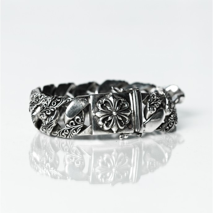 Bratara zale model cuban crengute Argint