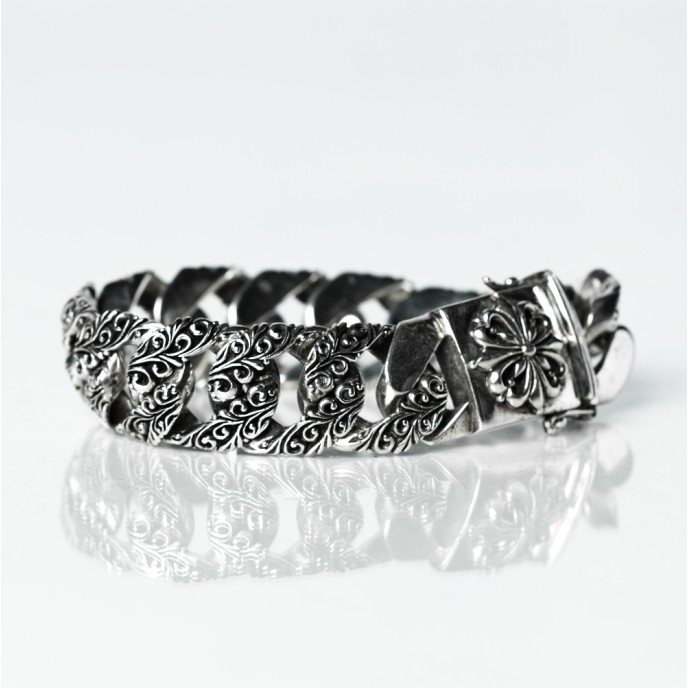 Bratara zale model cuban crengute Argint