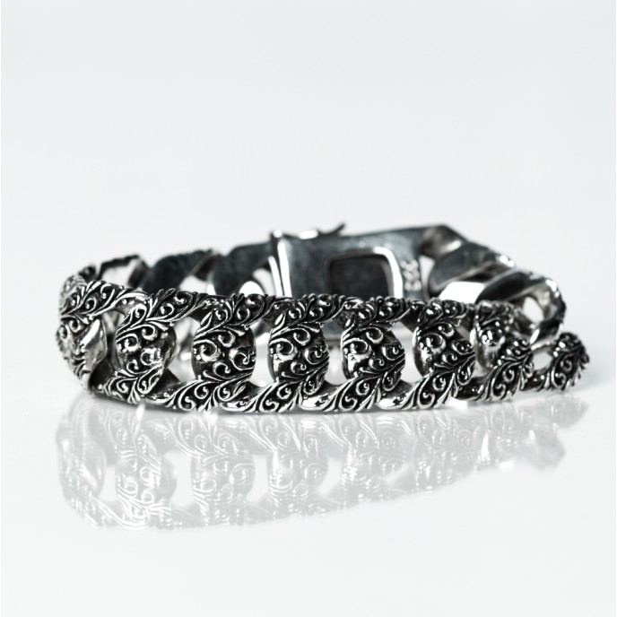 Bratara zale model cuban crengute Argint