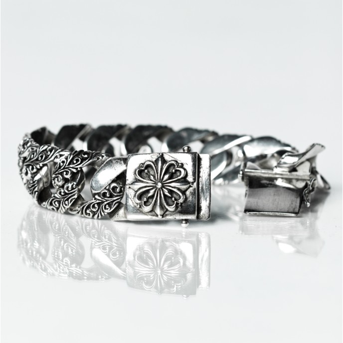 Bratara zale model cuban crengute Argint