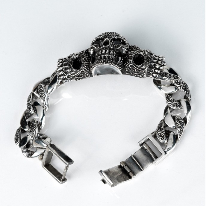 Bratara trei capete de mort Argint