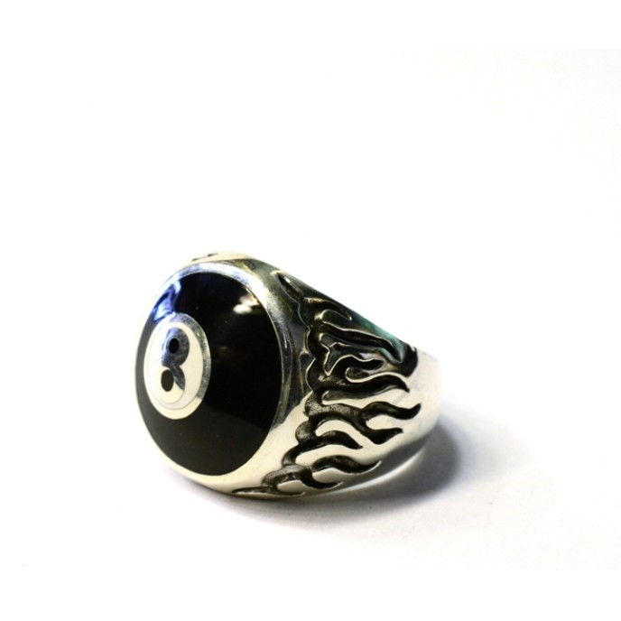 Inel bila biliard cifra 8 Argint