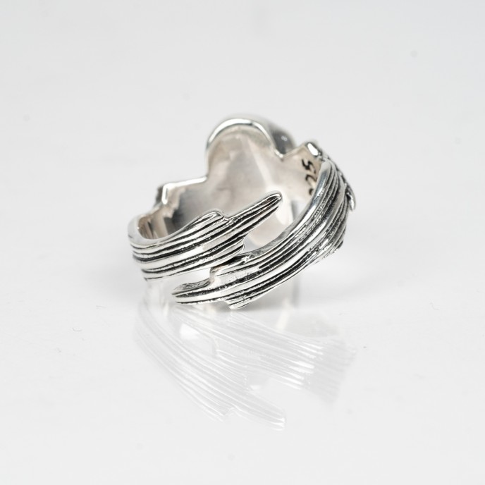 Inel craniu aripi de liliac Argint