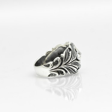 Inel cruce gotica lauri Argint