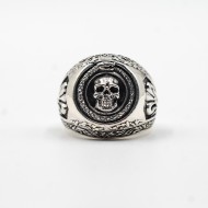 Inel craniu uroborus Argint