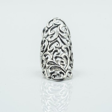 Inel lung broderie sparta Argint