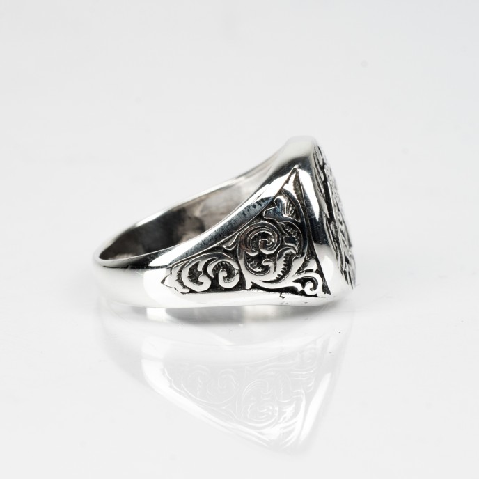 Inel masonic broderie craniu Argint