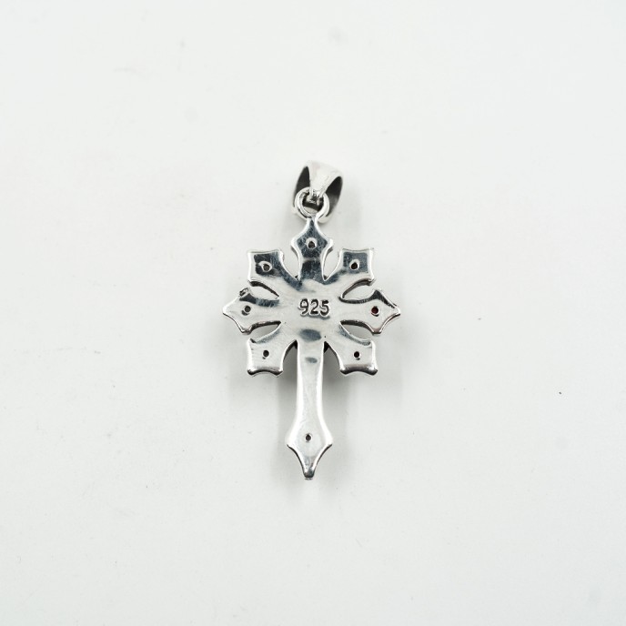 Pandantiv cruce in stea craniu Argint