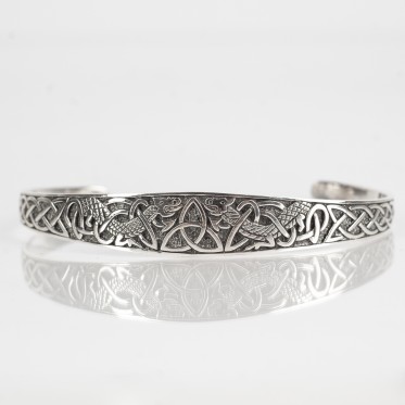 Bratara fixa triquetra doi dragoni Argint