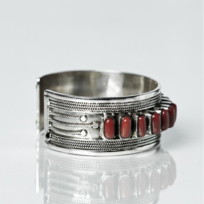 Bratara fixa lata pietre semipretioase Argint