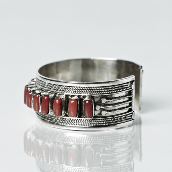 Bratara fixa lata pietre semipretioase Argint