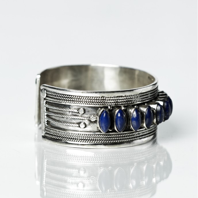 Bratara fixa lata pietre semipretioase Argint