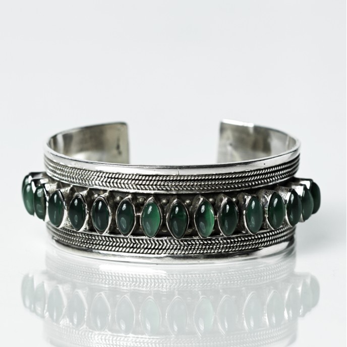 Bratara fixa lata pietre semipretioase Argint