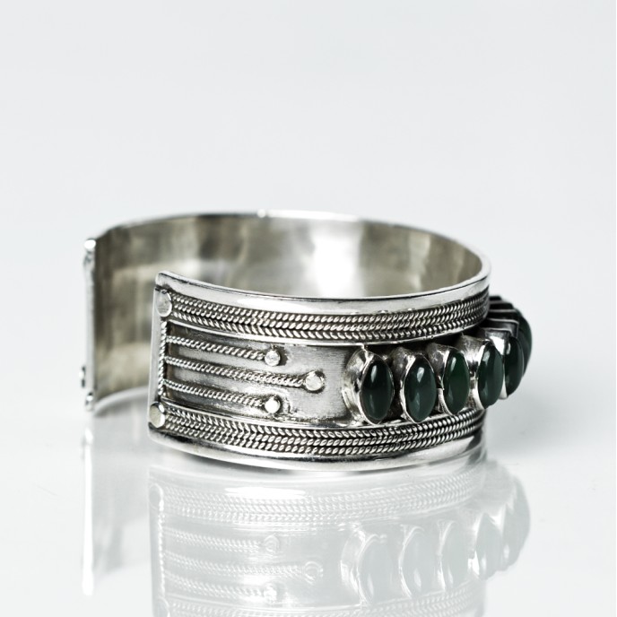 Bratara fixa lata pietre semipretioase Argint