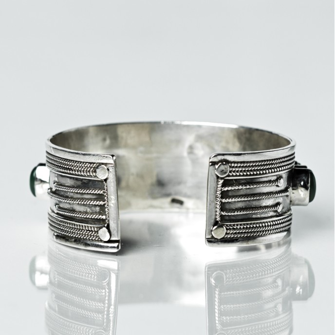 Bratara fixa lata pietre semipretioase Argint